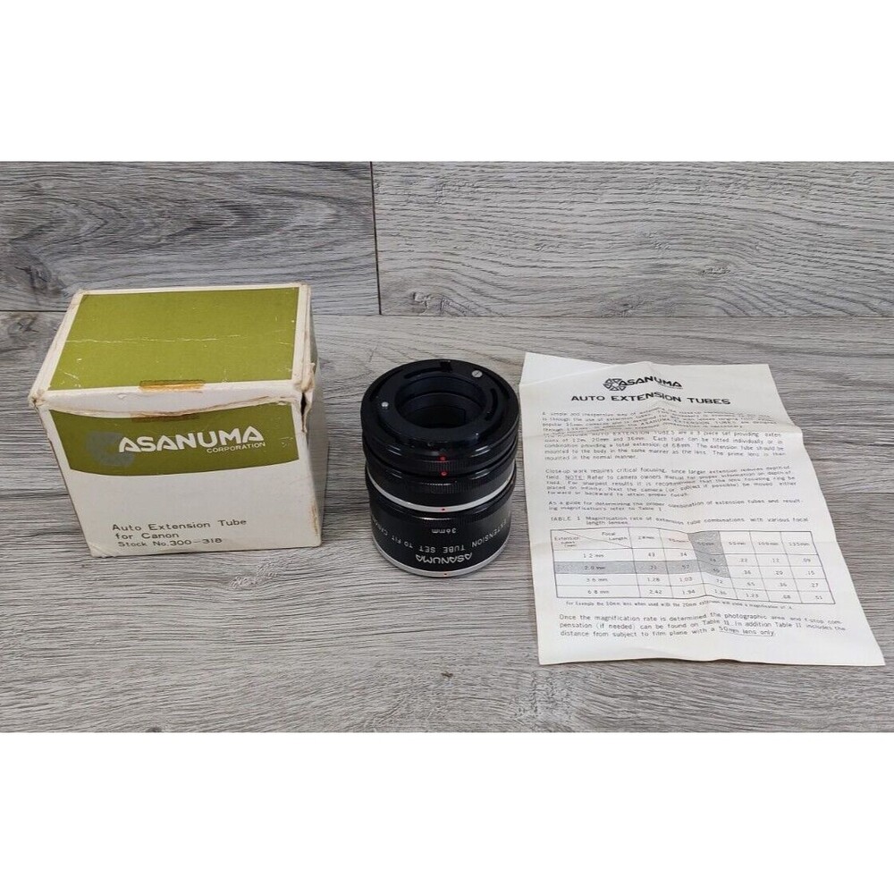 Asanuma Auto Extension Tube Set for Canon FD FL Mount Macro Photography Japan